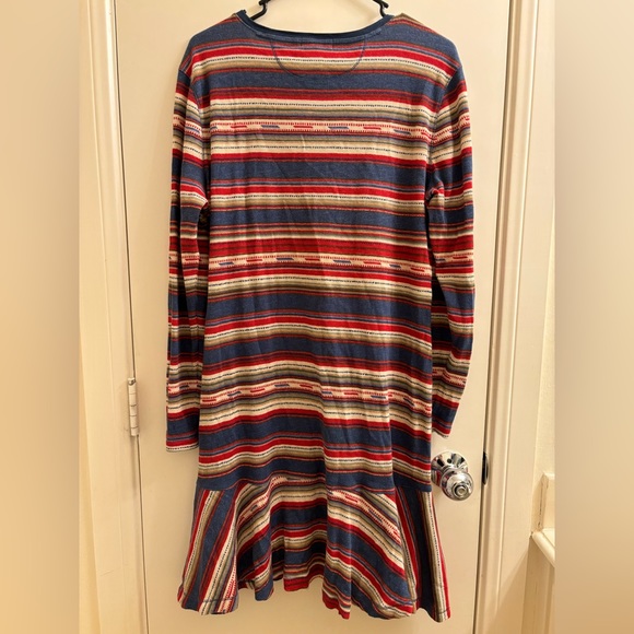 Lauren Ralph Lauren LRL Aztec Southwestern Bohemian Ruffle Waffle Knit Dress XL - Picture 2 of 8
